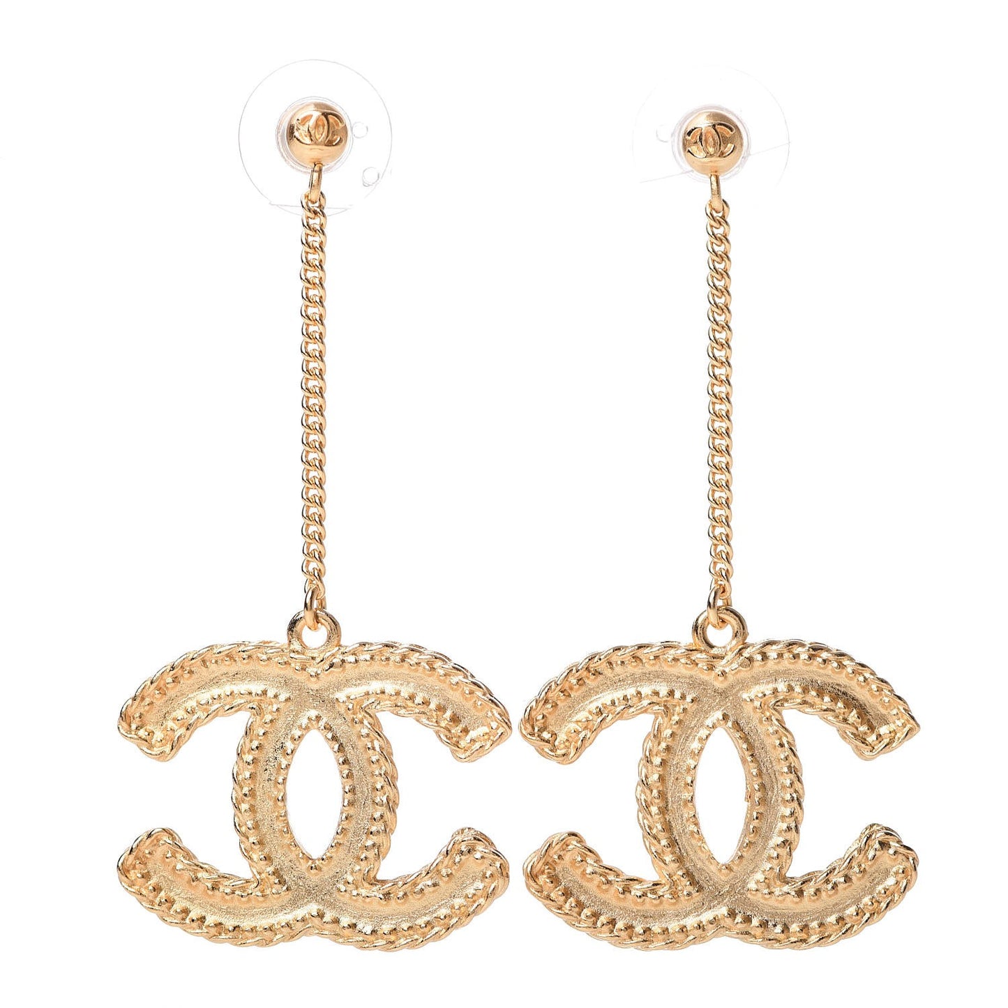 CC Drop Earrings Matte Gold