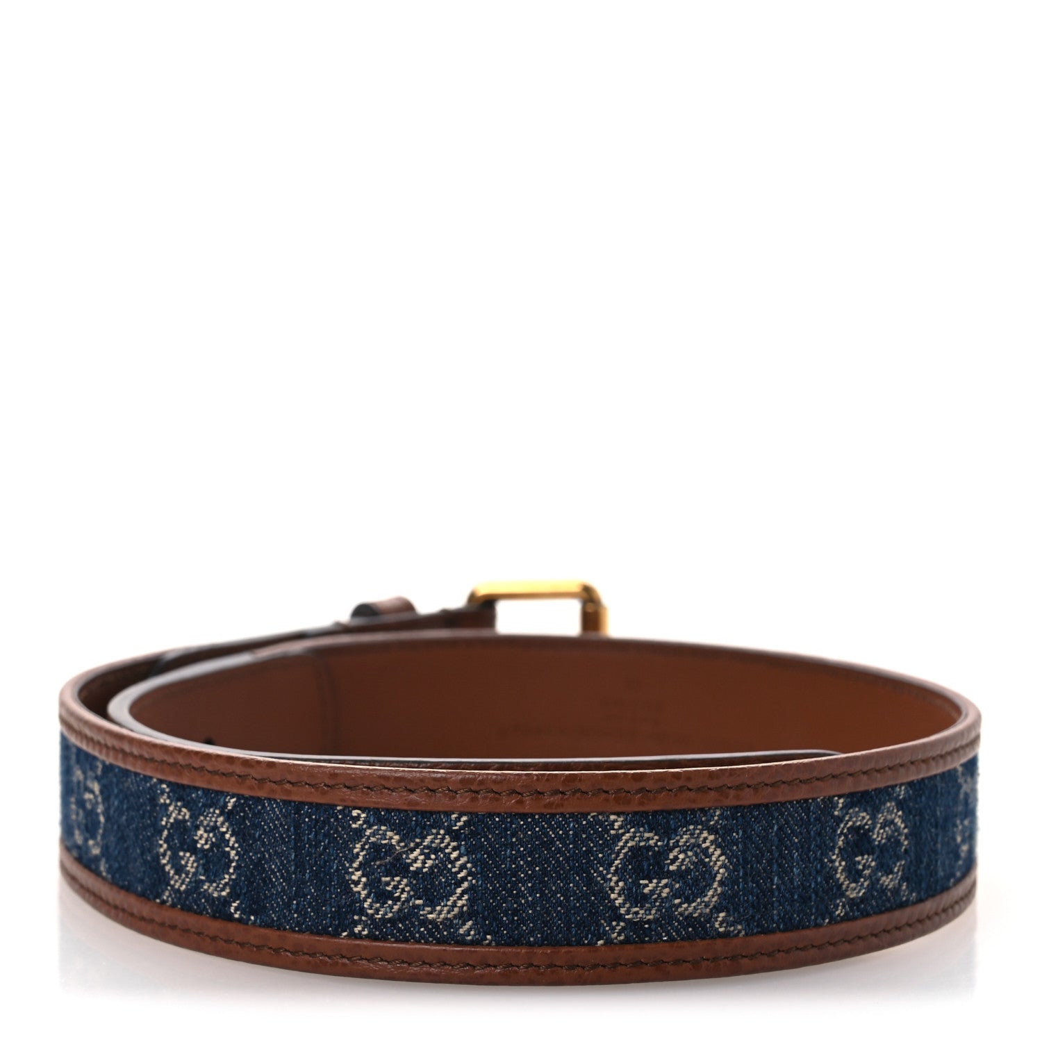 Gucci New Denim GG Monogram Dollar Calfskin Belt 65 26 Blue Tea Cuir Epilog 2 of 4