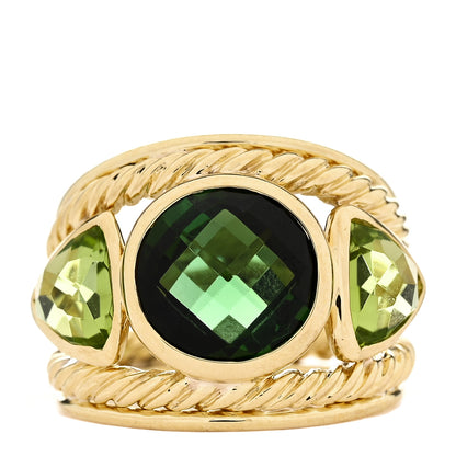 David Yurman 18K Yellow Gold Green Tourmaline Peridot Renaissance Ring 52 6 1 of 5