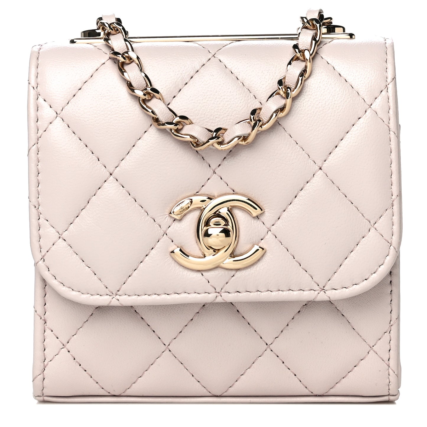 Lambskin Quilted Mini Trendy CC Clutch With Chain Light Purple