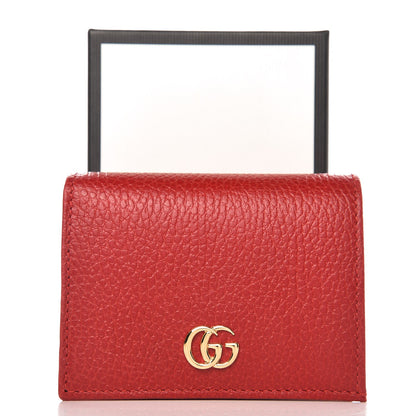 Gucci Pebbled Calfskin GG Marmont Card Case Hibiscus Red 9 of 9