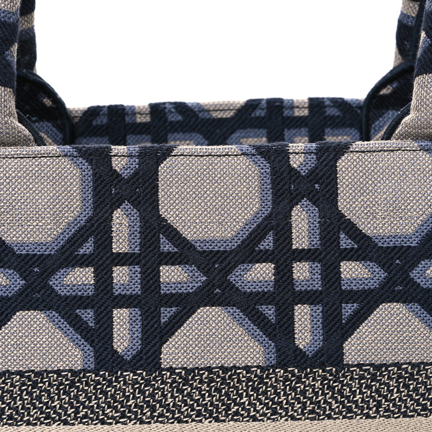 Christian Dior Canvas Macrocannage Embroidered Medium Book Tote Beige Blue 8 of 10