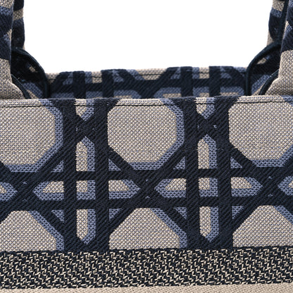 Christian Dior Canvas Macrocannage Embroidered Medium Book Tote Beige Blue 8 of 10