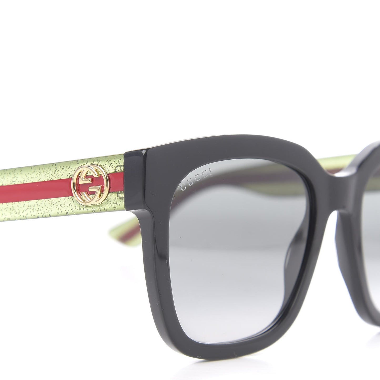 Square Frame Glitter Sunglasses GG0034S Black Green