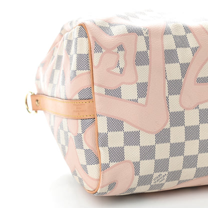 Louis Vuitton Damier Azur Tahitienne Speedy Bandouliere 30 Rose Ballerine 6 of 9