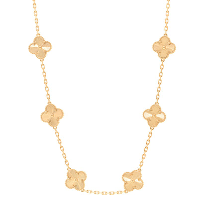 Van Cleef & Arpels 18K Yellow Gold 10 Motifs Guilloche Vintage Alhambra Necklace 1 of 6