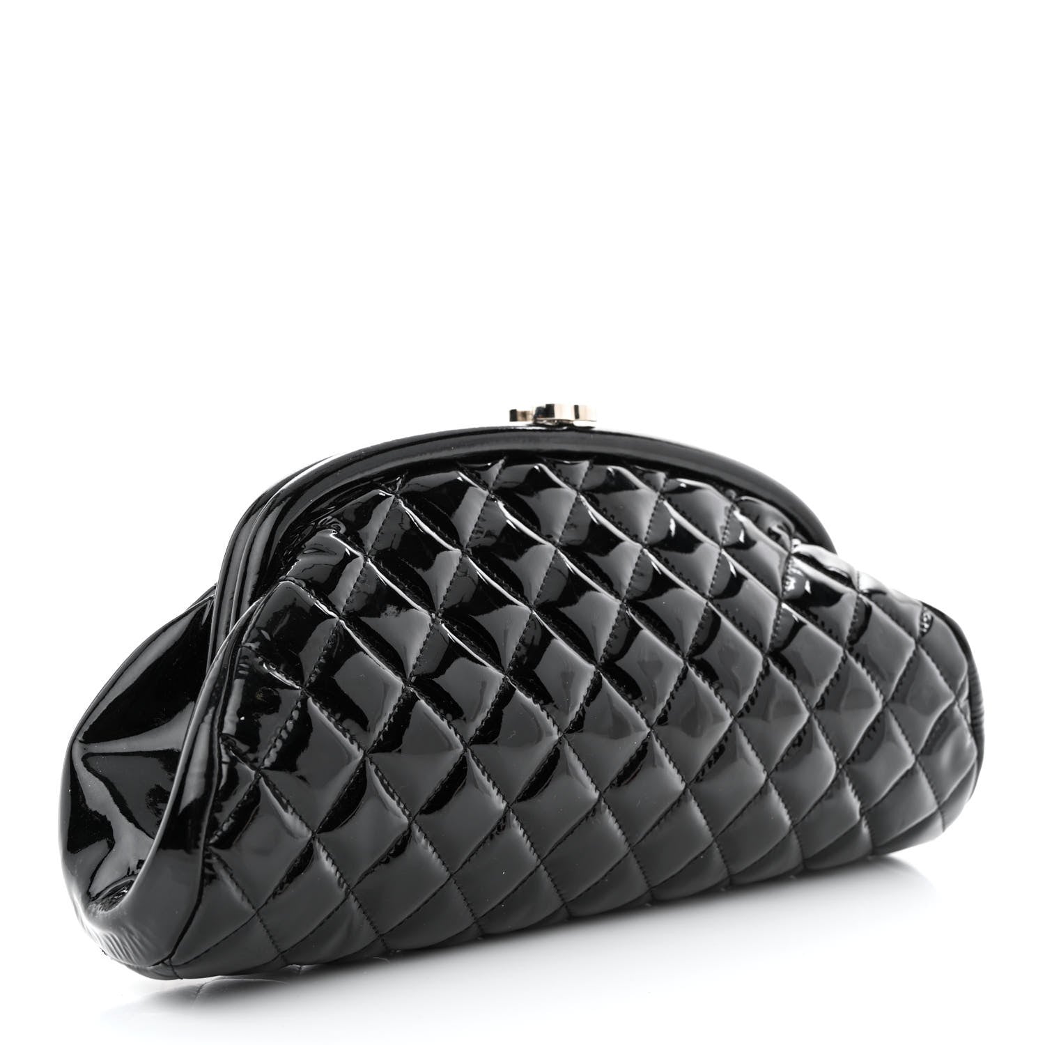 Chanel Patent Quilted Timeless Clutch Black 3 of 10