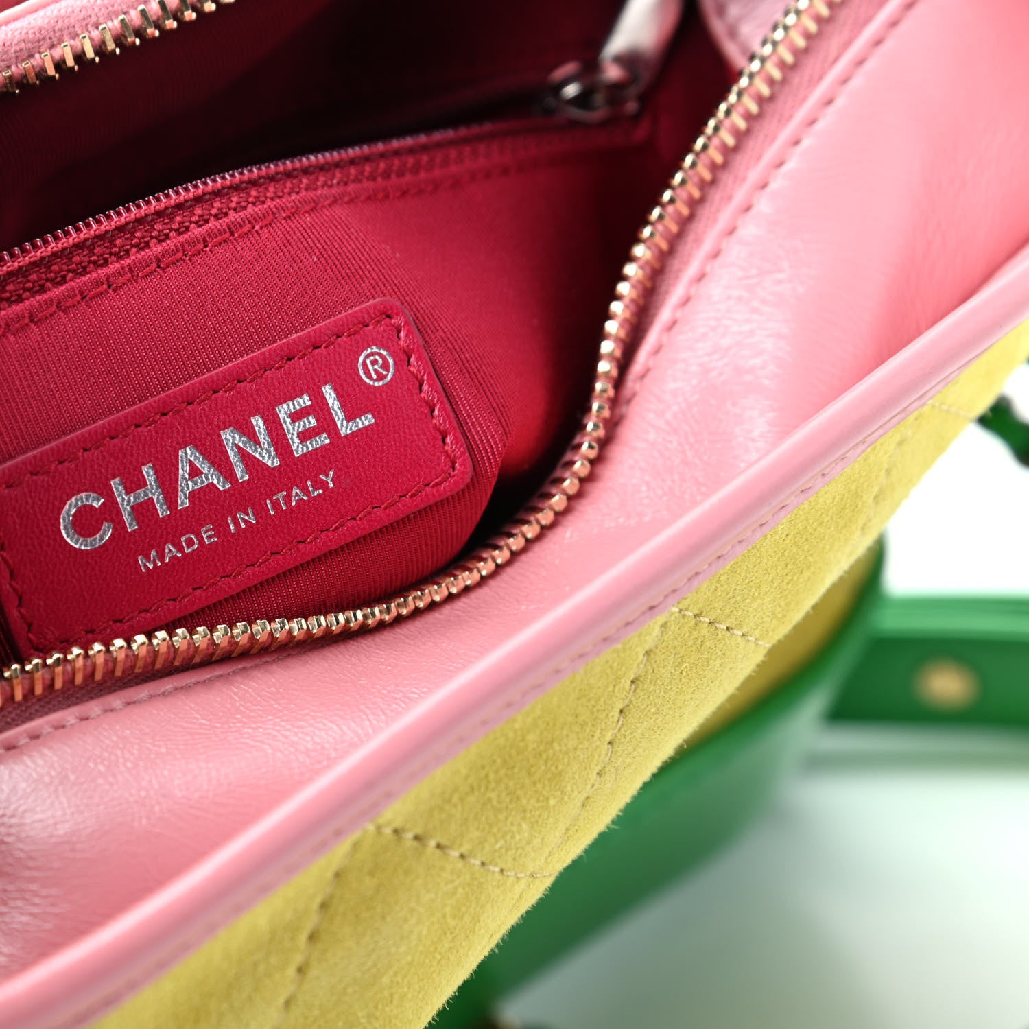 Chanel Suede Calfskin Quilted Small Gabrielle Hobo Pink Green Yellow 8 of 10