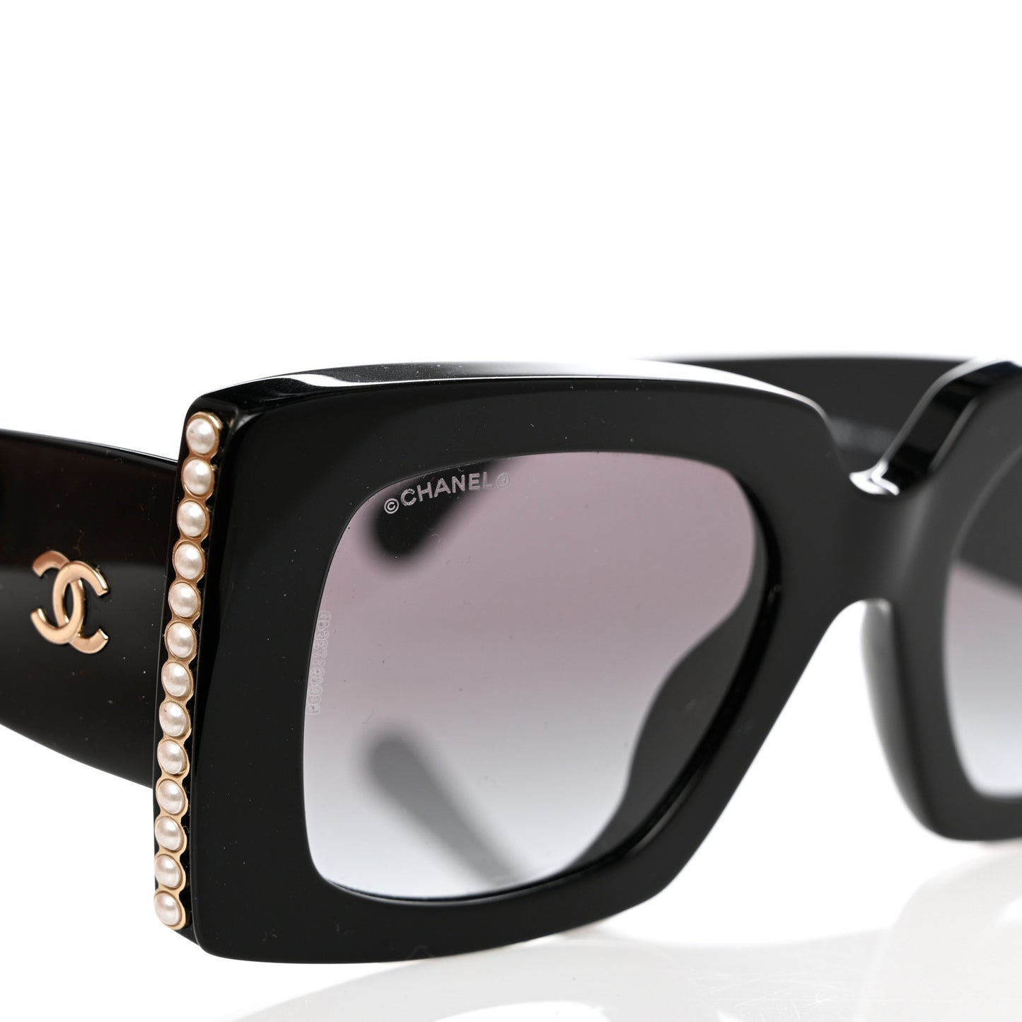 Acetate Pearl Rectangle Sunglasses 5480-H Black