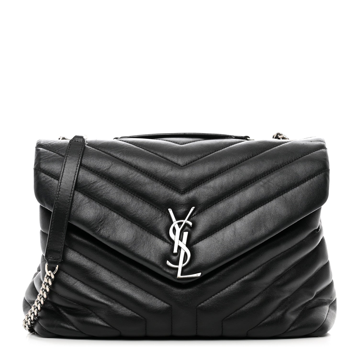 Saint Laurent Calfskin Y Quilted Monogram Medium Loulou Satchel Black 1 of 12