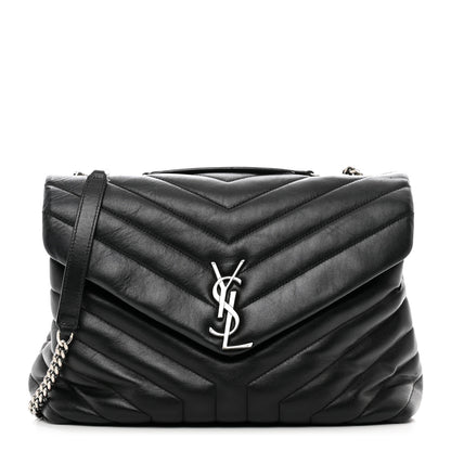 Saint Laurent Calfskin Y Quilted Monogram Medium Loulou Satchel Black 1 of 12
