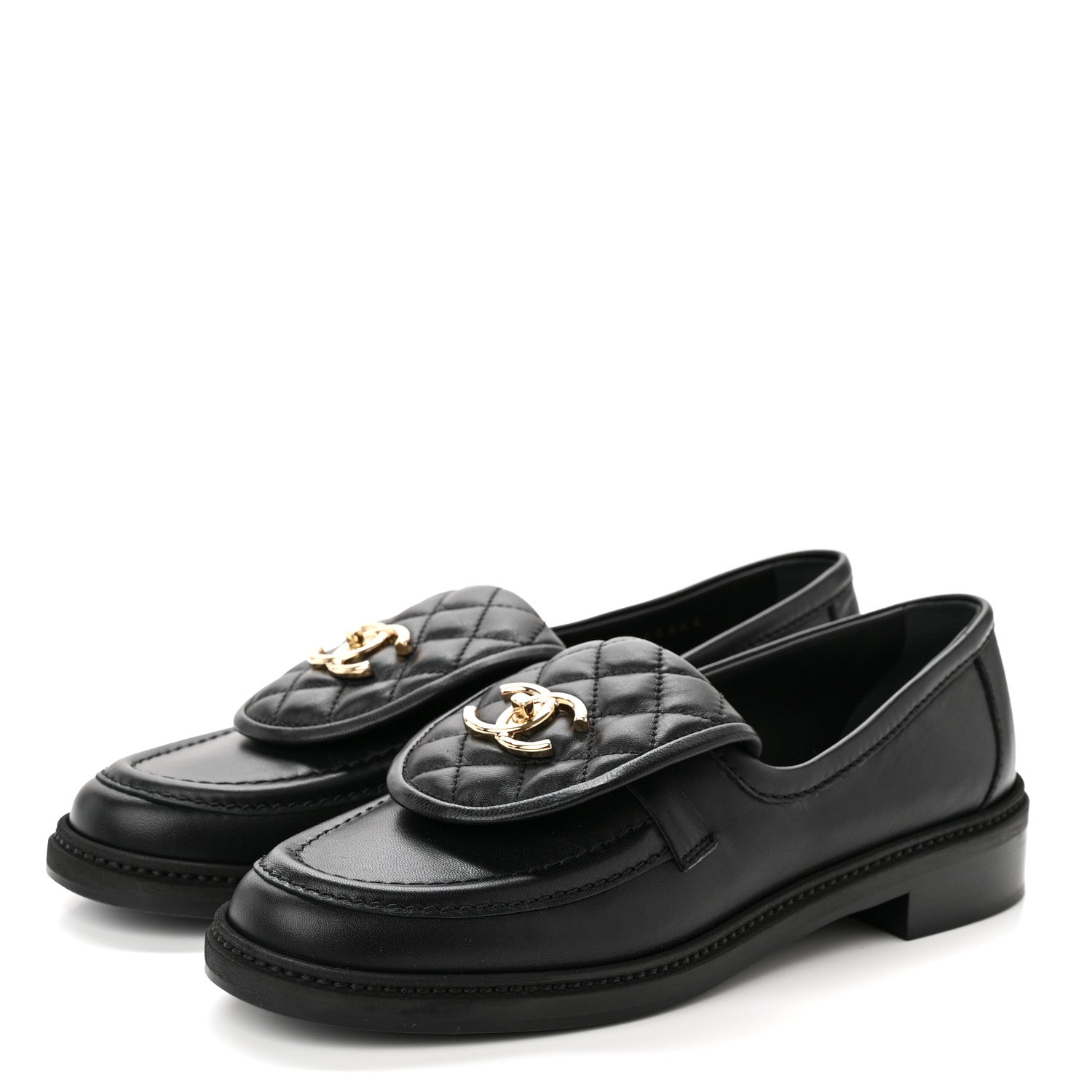Chanel Lambskin Quilted CC Turnlock Loafers 39 Black 3 of 8