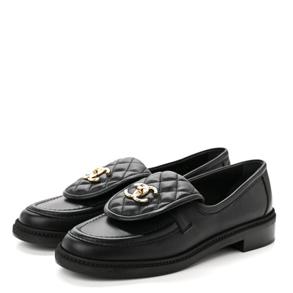 Chanel Lambskin Quilted CC Turnlock Loafers 39 Black 3 of 8