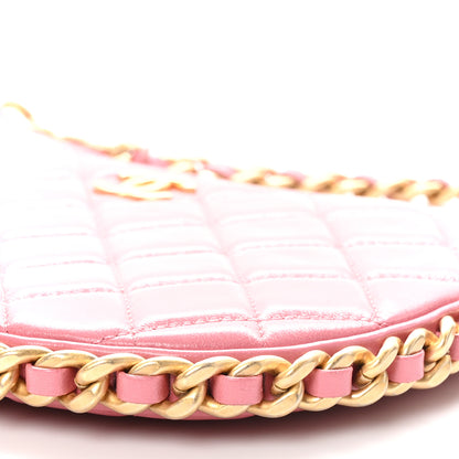 Chanel Shiny Crumpled Lambskin Quilted Trendy Chain Around Hobo Pink 10 of 11