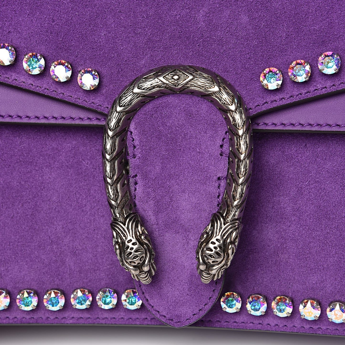 Suede Crystal Small Dionysus Shoulder Bag Bright Purple
