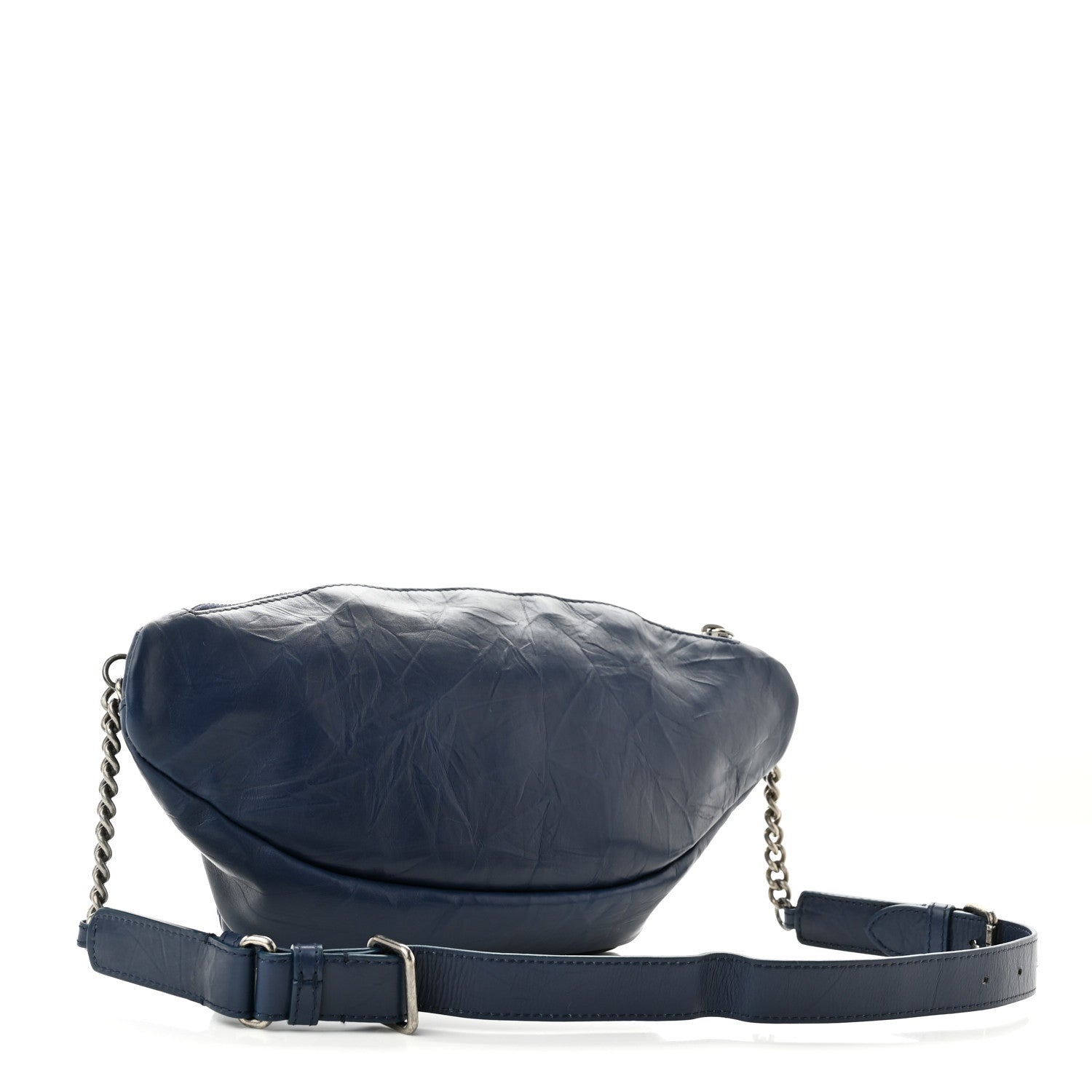 Chanel Crumpled Calfskin Quilted Casual Rock Waist Bag Fanny Pack Blue 2 of 9