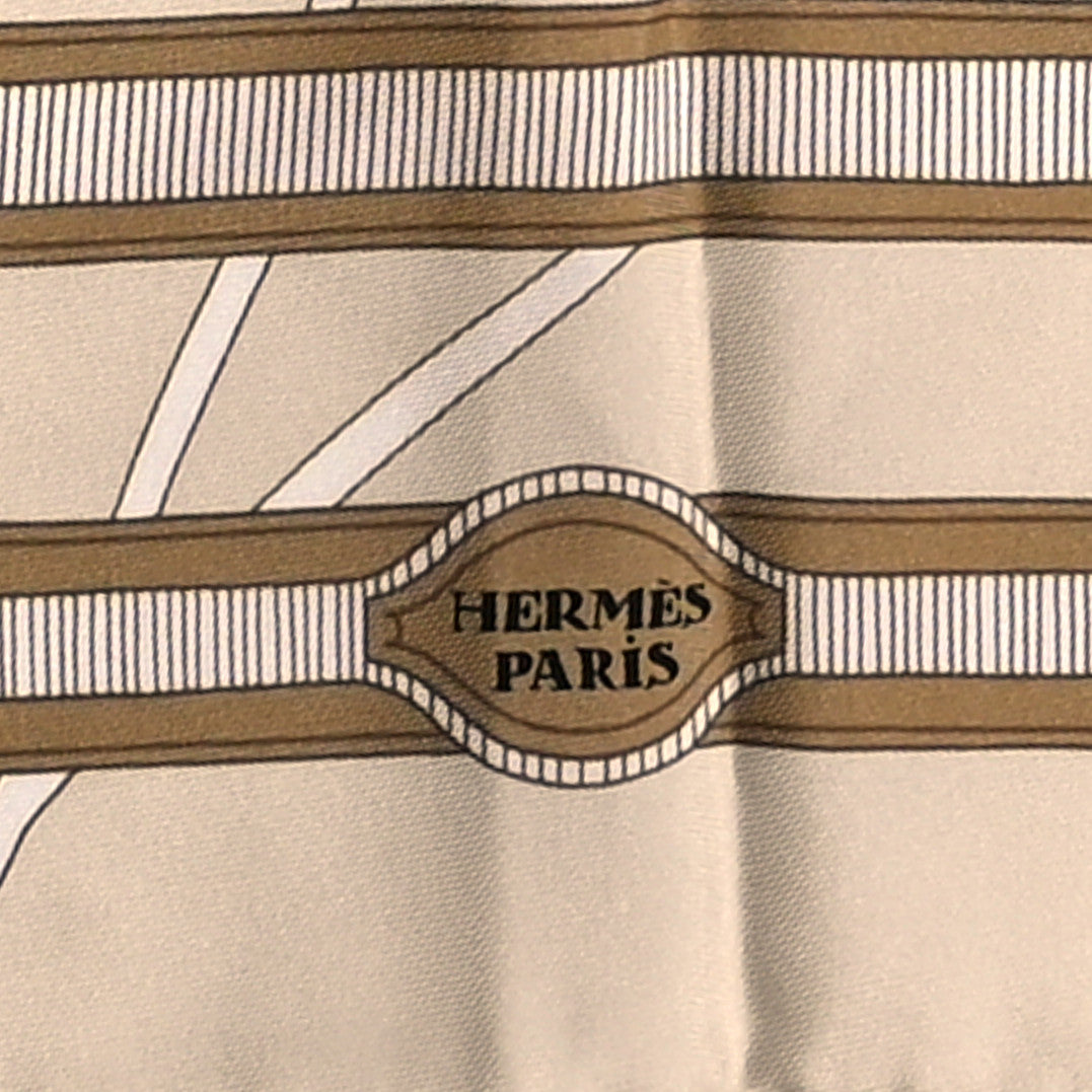 Hermes Silk Les Nouveaux Amoureux de Paris Scarf 90 Beige Black White 3 of 5