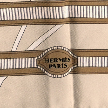 Hermes Silk Les Nouveaux Amoureux de Paris Scarf 90 Beige Black White 3 of 5