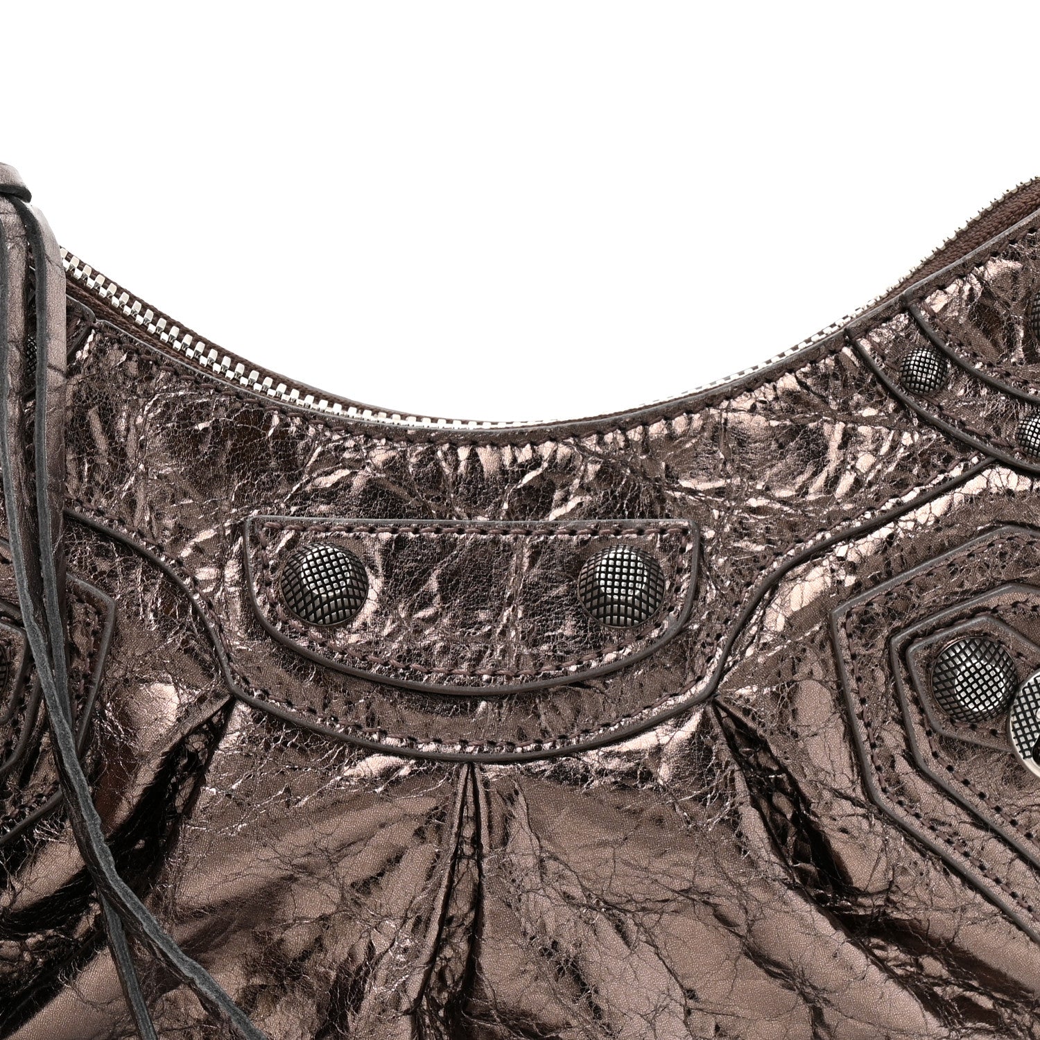 Balenciaga Metallic Agneau Arena Le Cagole Shoulder Bag XS Dark Bronze 9 of 11