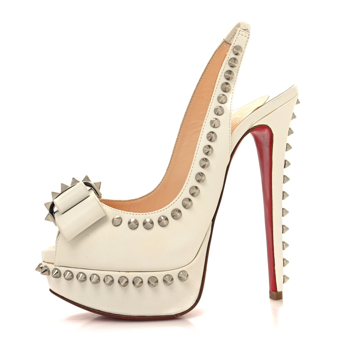 Calfskin Lady Clou Spikes VIP 150 Pumps 35 White