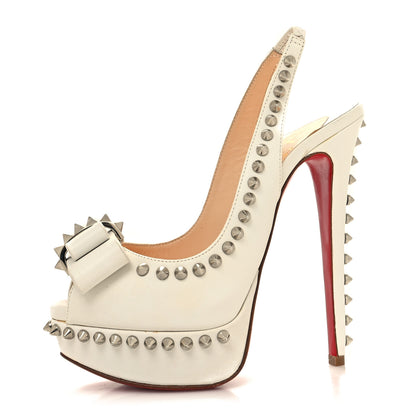 Christian Louboutin Calfskin Lady Clou Spikes VIP 150 Pumps 35 White 1 of 9