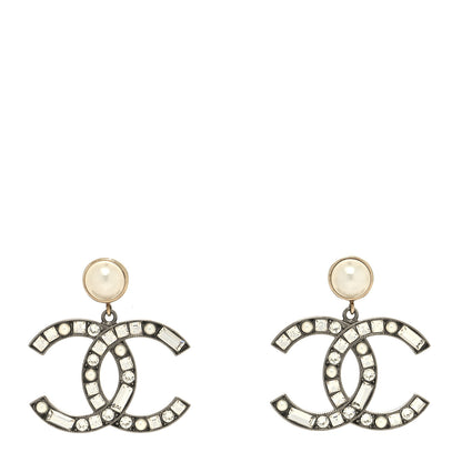 Chanel Crystal Baguette Pearl Bright Young Things CC Drop Earrings Silver 1 of 4