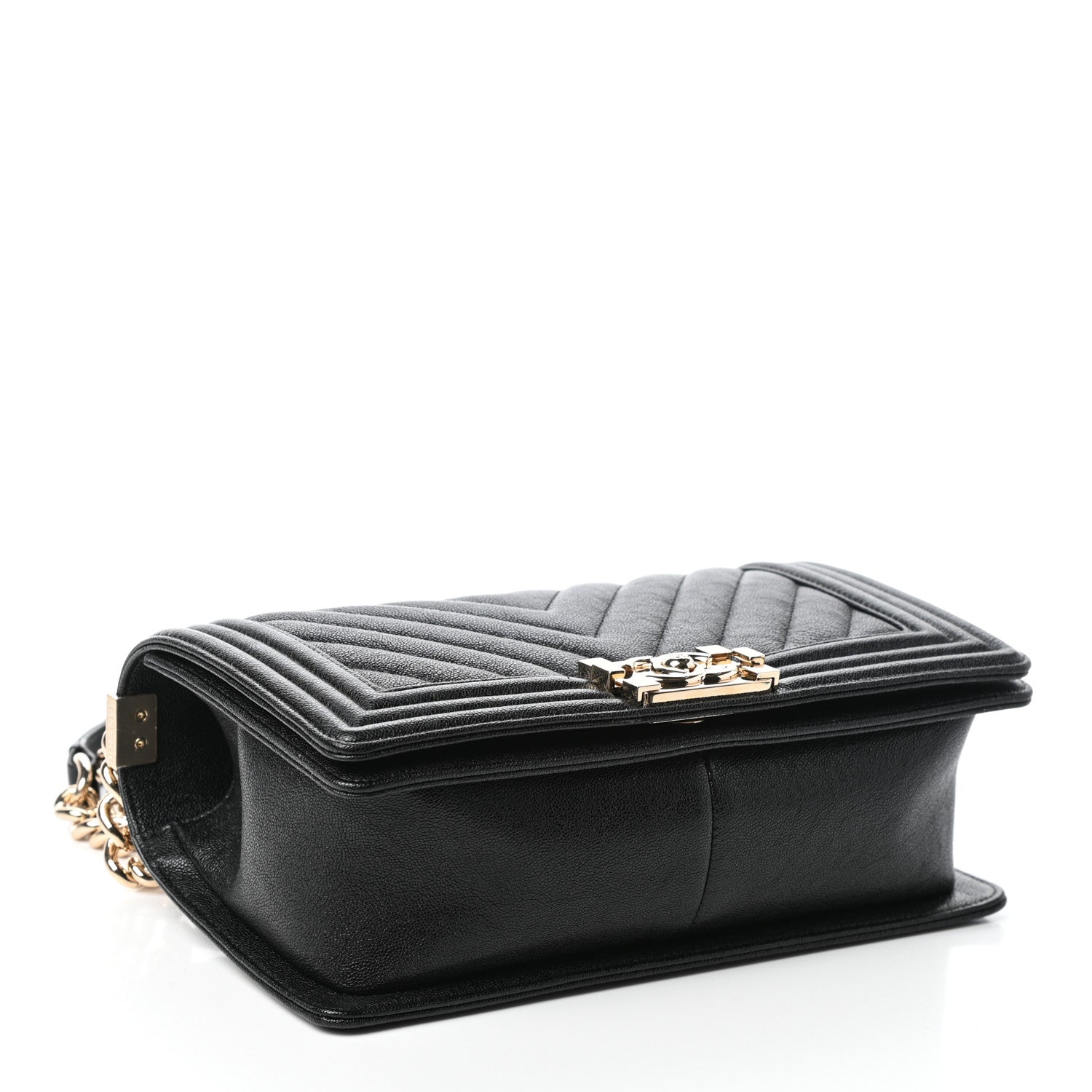 Chanel Caviar Chevron Quilted Medium Boy Flap Black 4 of 9