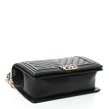 Chanel Caviar Chevron Quilted Medium Boy Flap Black 4 of 9