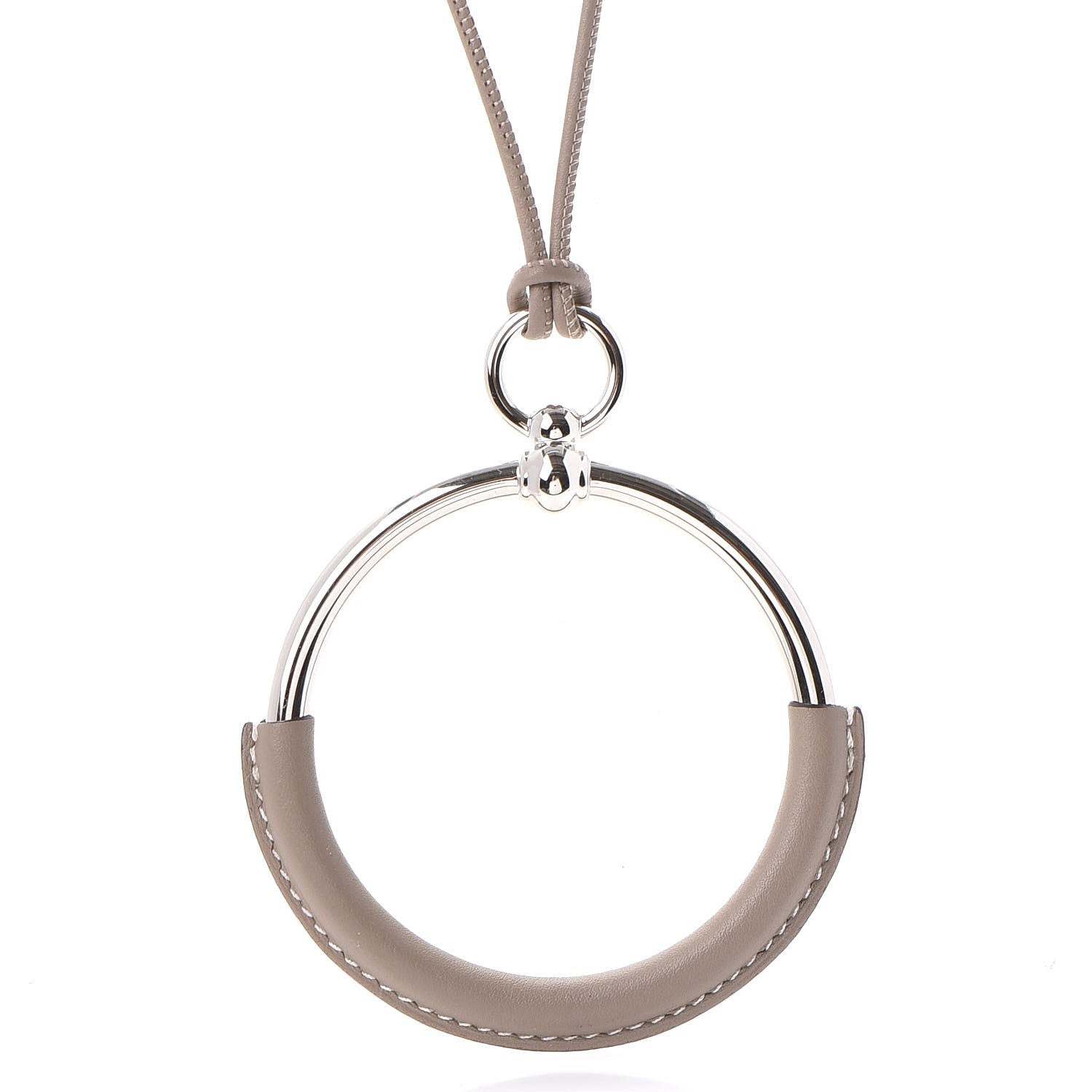 Hermes Swift Palladium Grand Loop Pendant Necklace Etoupe 3 of 7
