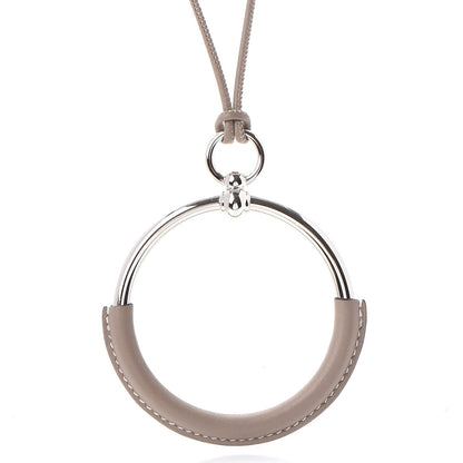 Hermes Swift Palladium Grand Loop Pendant Necklace Etoupe 3 of 7