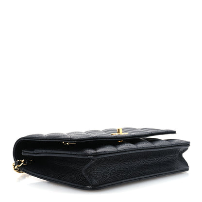Chanel Caviar Quilted CC Turnlock Wallet On Chain WOC Black 3 of 11