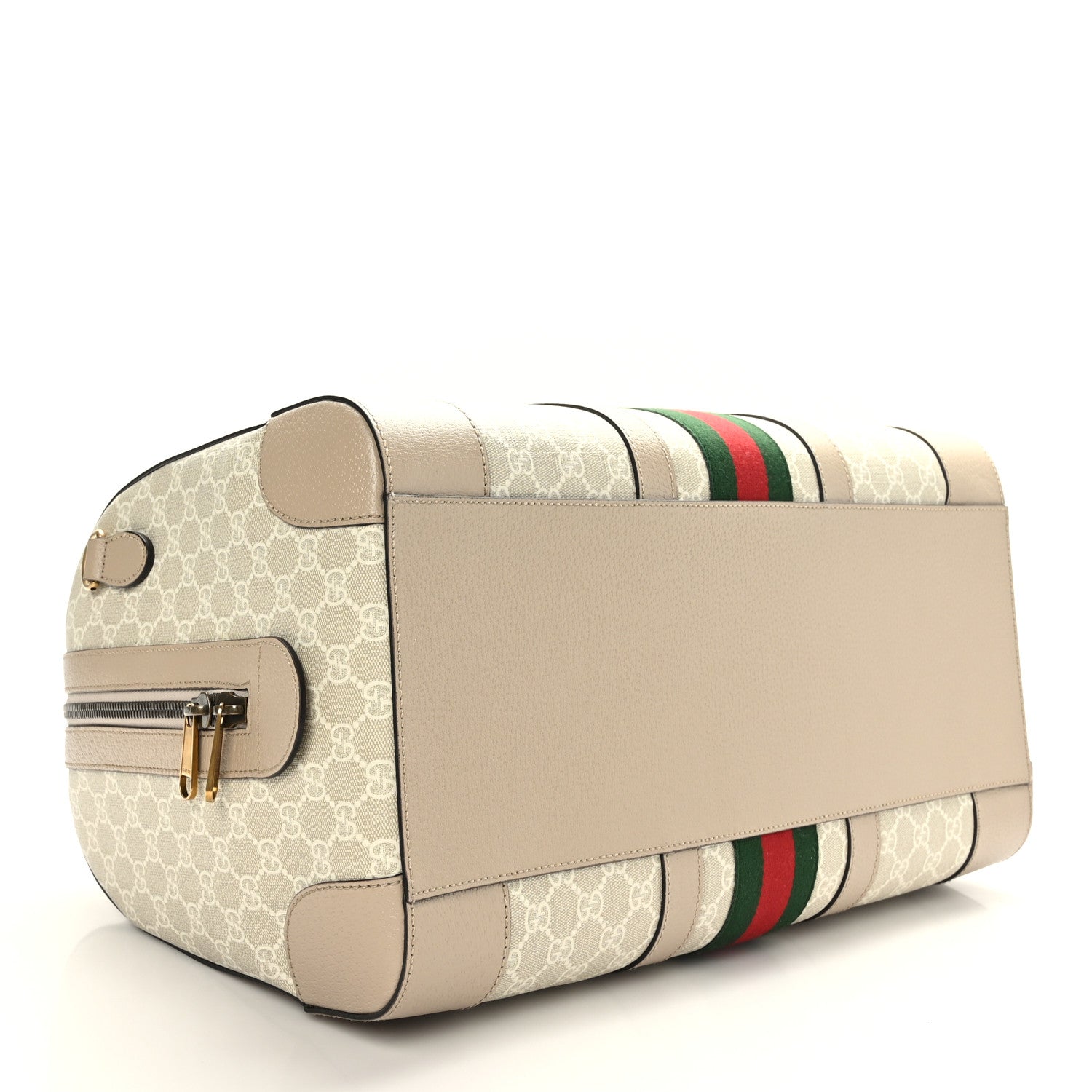 Gucci GG Supreme Monogram Textured Dollar Calfskin Web Small Savoy Duffle Bag Beige Mystic White Oatmeal 2 of 10
