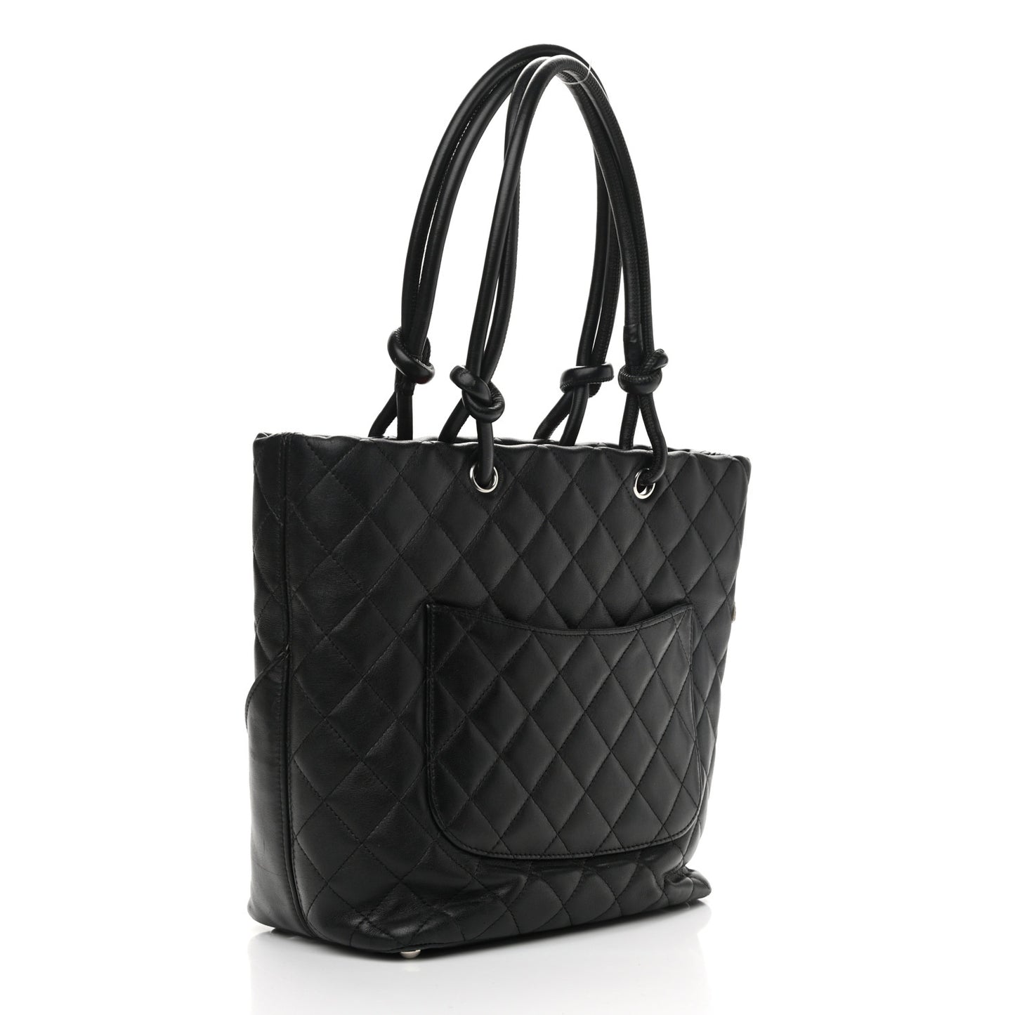 Calfskin Quilted Medium Cambon Tote Black White