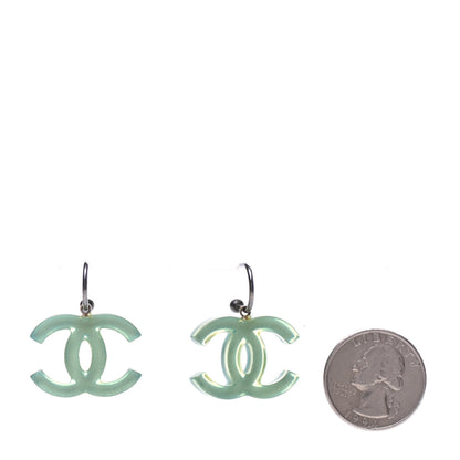 Chanel Resin CC Drop Earrings Green 2 of 4