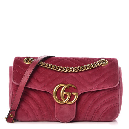 Gucci Velvet Matelasse Small GG Marmont Shoulder Bag Light Raspberry Rose 1 of 18