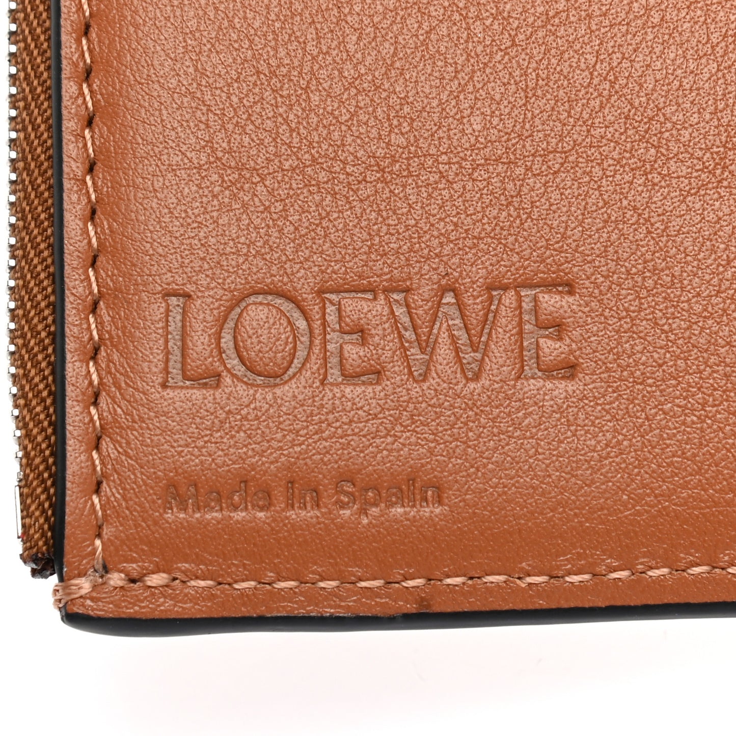Pebble Grain Calfskin Anagram Small Vertical Wallet Tan