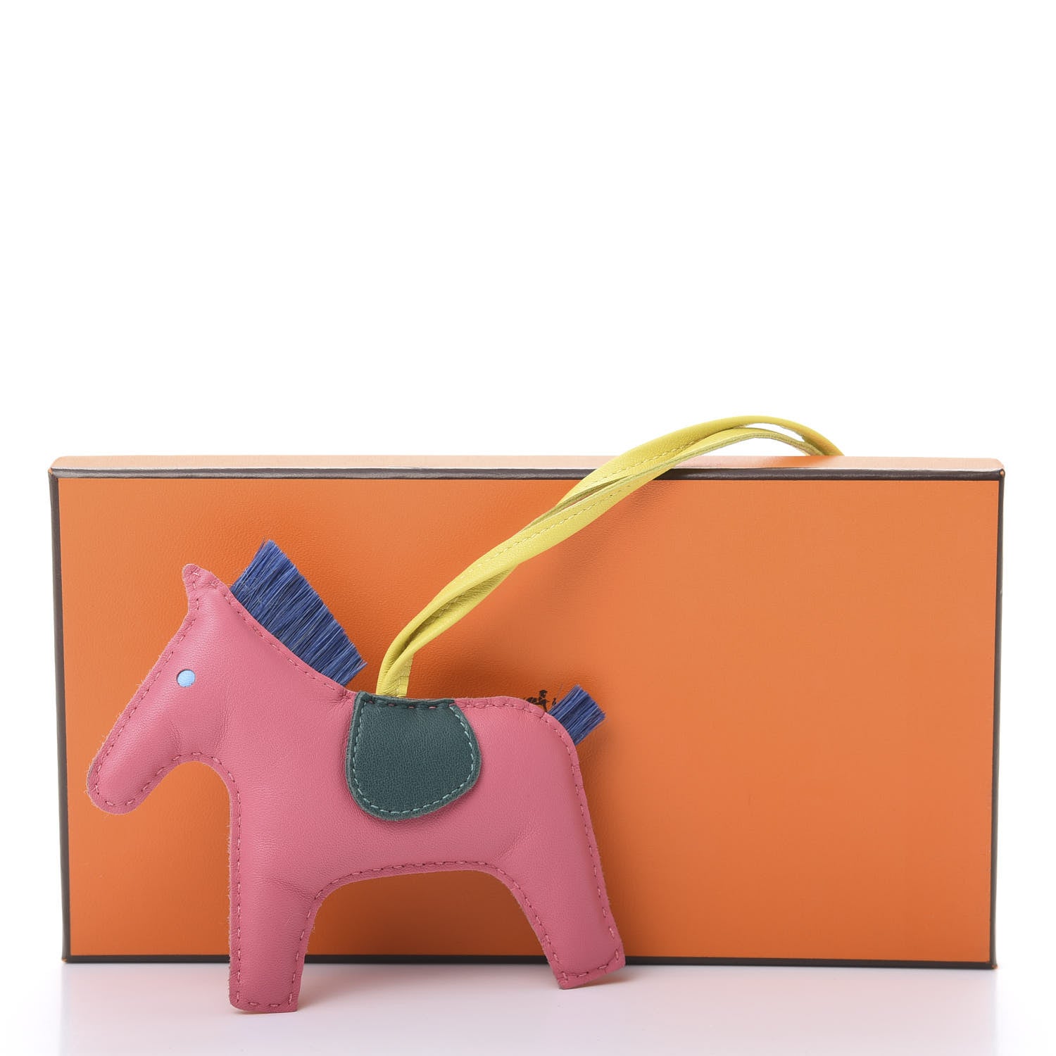 Hermes Milo Lambskin Horse Hair Grigri Rodeo Horse Bag Charm MM Rose Azalee Malachite Lime 5 of 5