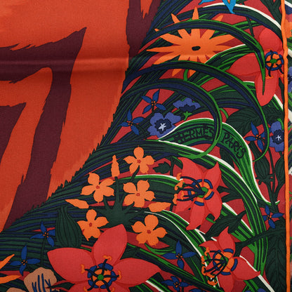 Hermes Silk Tyger Tyger Scarf 90 Saumon Corail Vert 5 of 8