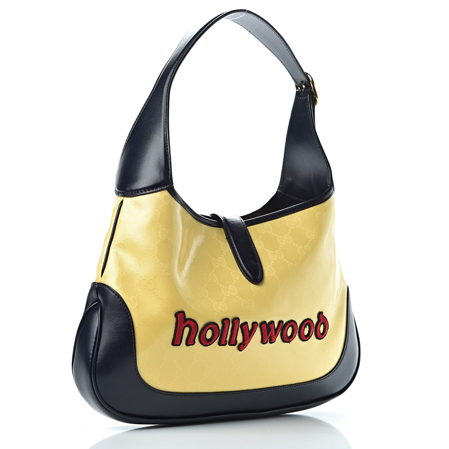 Gucci Crystal Monogram Chateau Marmont Medium Jackie O Hobo Straw Yellow Blue 3 of 15