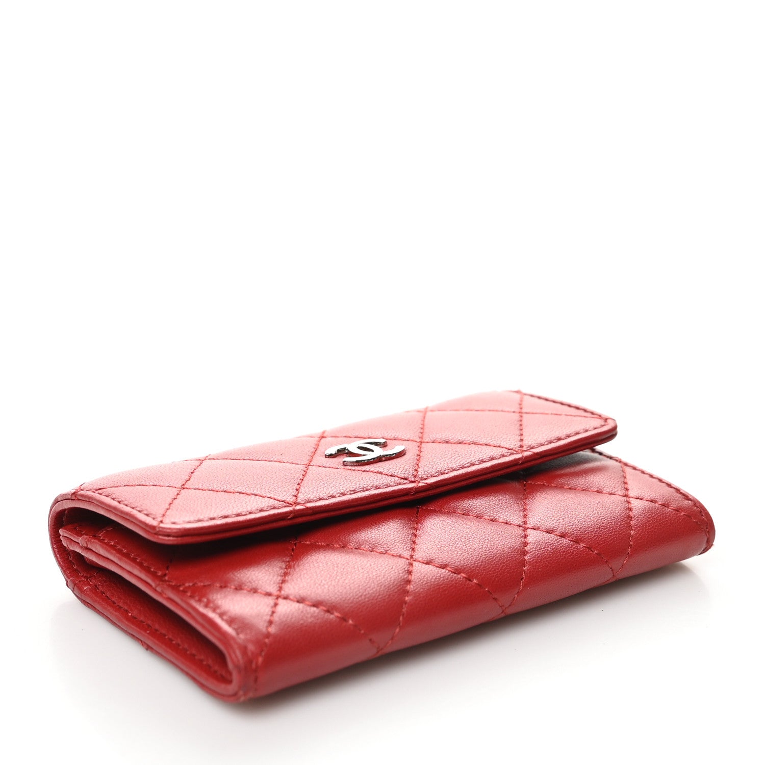Chanel Lambskin Quilted Flap Card Holder Red 4 of 12