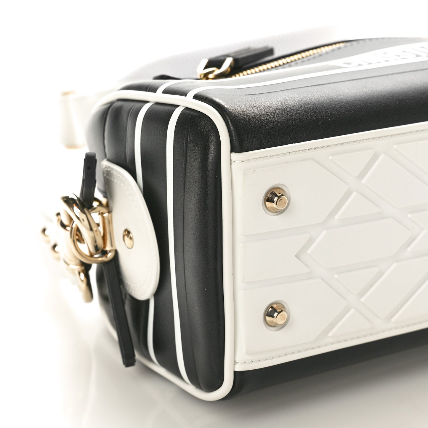 Calfskin Small Dior Vibe Zip Bowling Bag Blue White