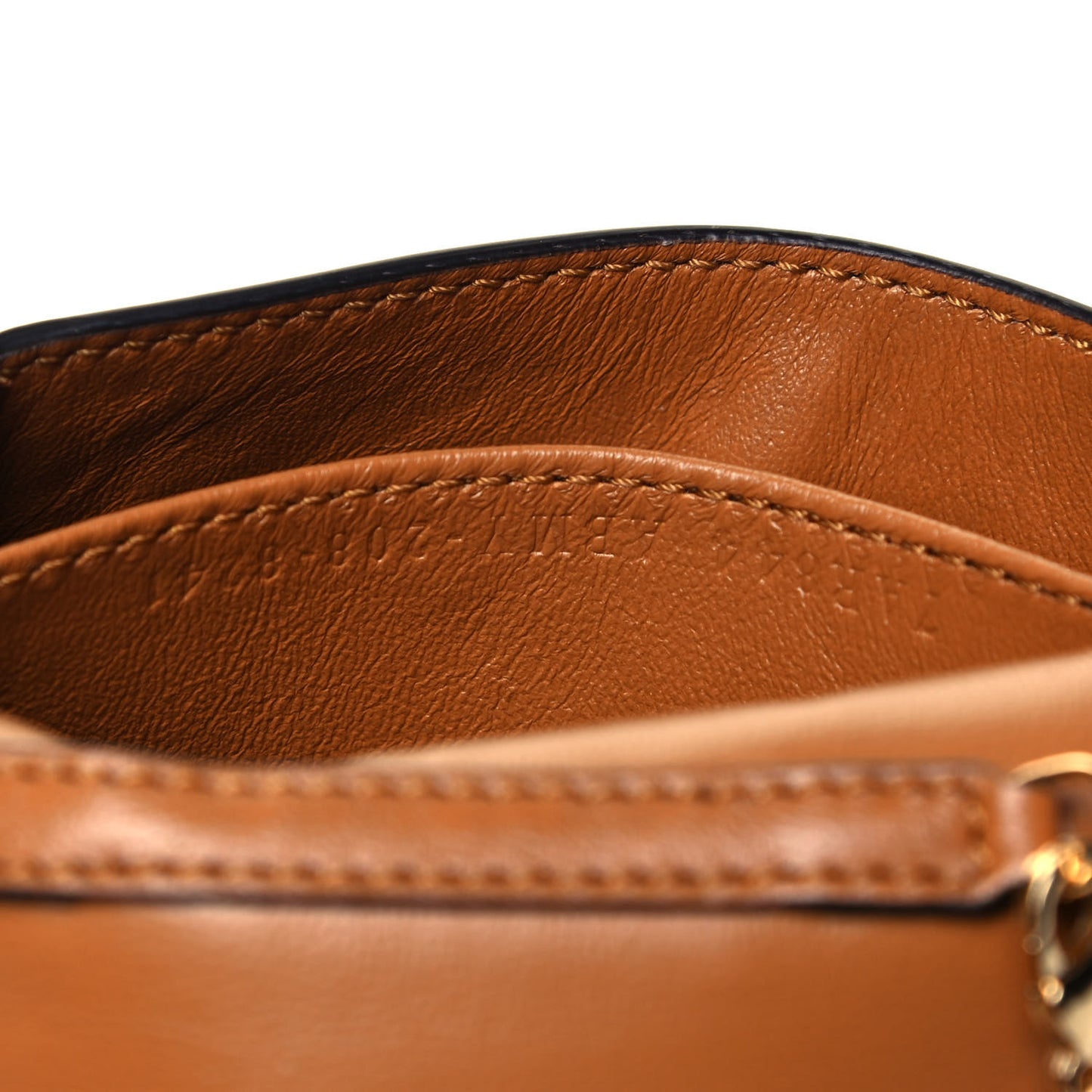 Metallic Calfskin Floral Nano Baguette Charm Bronze