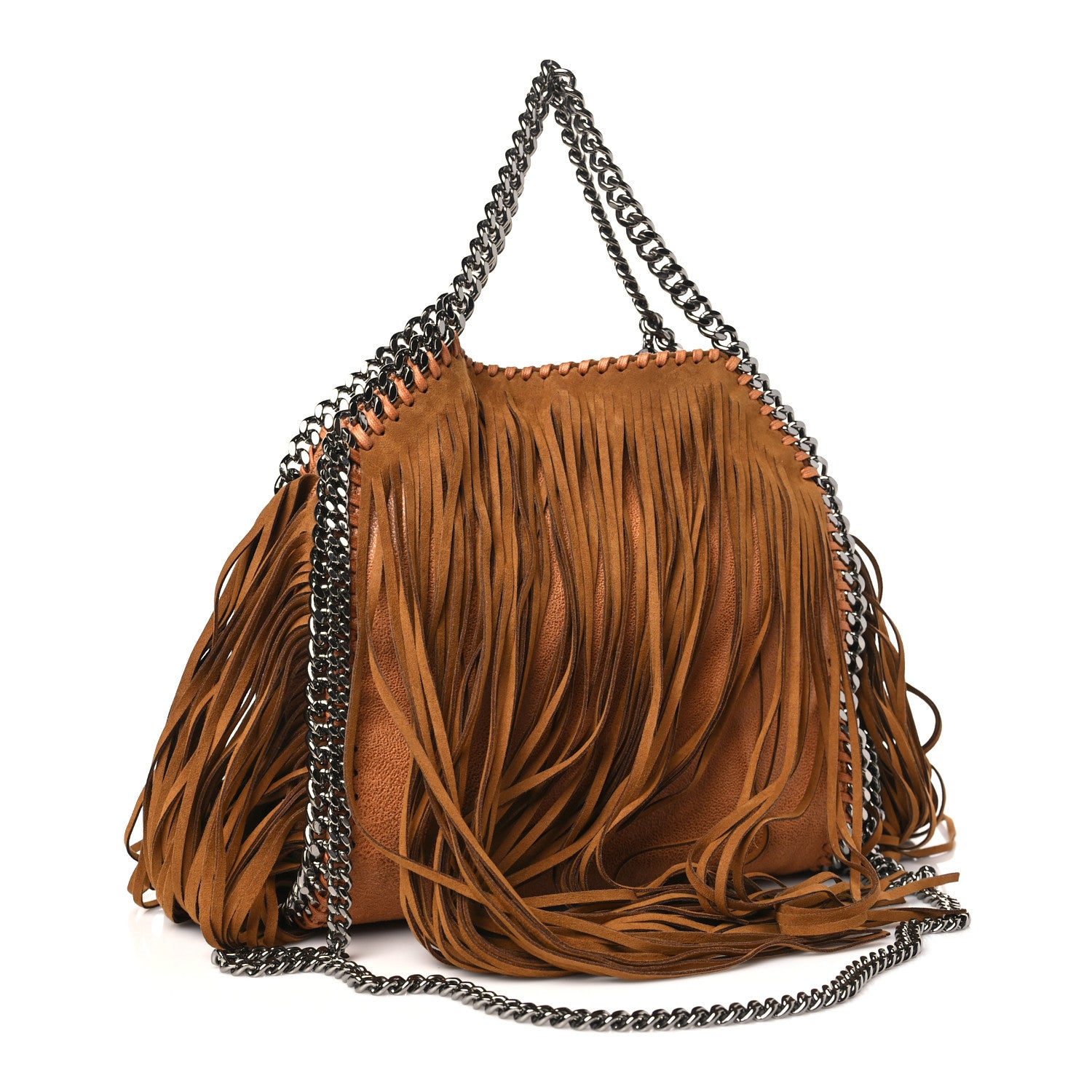 Stella McCartney Shaggy Deer Fringe Mini Falabella Tote Brown 3 of 8
