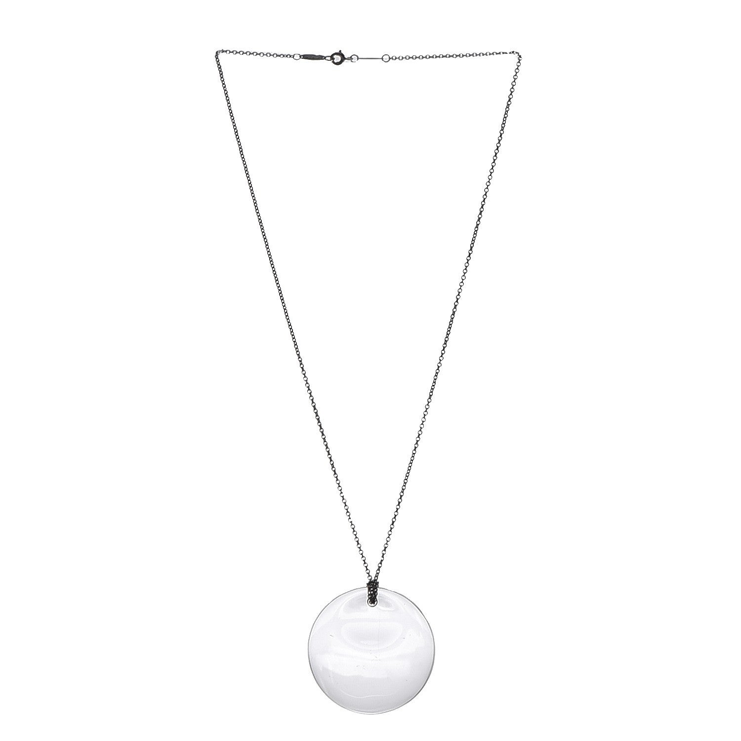 Tiffany Platinum Rock Crystal Elsa Peretti Disc Pendant Necklace 3 of 7