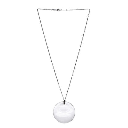 Tiffany Platinum Rock Crystal Elsa Peretti Disc Pendant Necklace 3 of 7