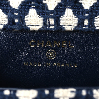 Chanel Tweed Quilted 2.55 Ankle Wrist Bag Navy Blue White 6 of 9