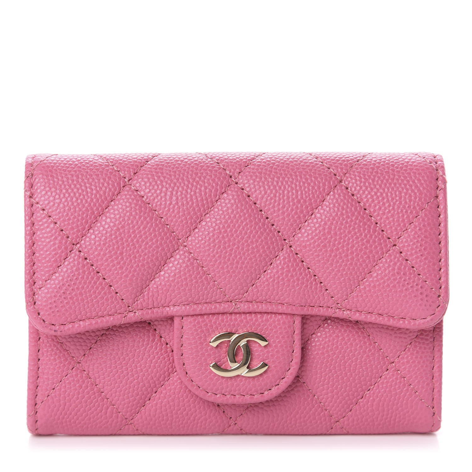 Chanel Caviar Quilted Flap Card Holder Pink 1 of 7