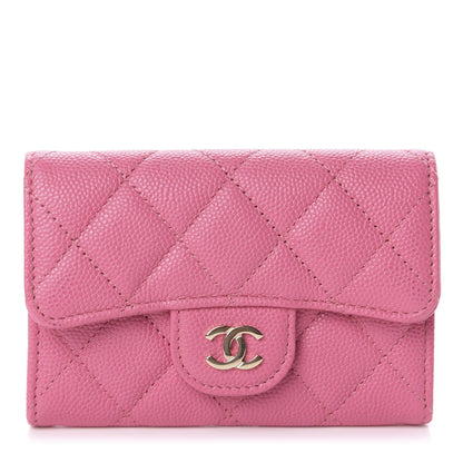 Chanel Caviar Quilted Flap Card Holder Pink 1 of 7