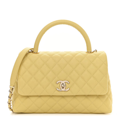 Chanel Caviar Quilted Small Coco Handle Flap Yellow 1 of 11