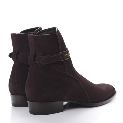 Saint Laurent Suede Soho Calfskin Ankle Boots 44 Deep Blood 4 of 8